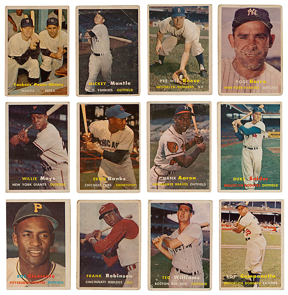 1957 Topps Near Complete Set (351/407) with Aaron, Mantle, Mays & F. Robinson RC