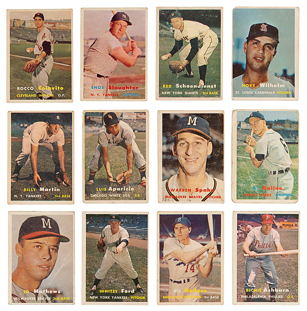 1957 Topps Near Complete Set (351/407) with Aaron, Mantle, Mays & F. Robinson RC