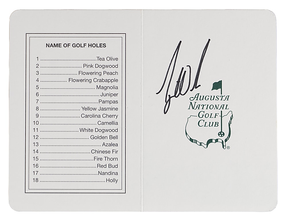 Tiger Woods c.1998 Signed Augusta National Scorecard with Auto 9 Grade- Full JSA LOA