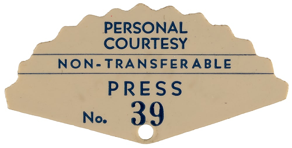 1935 Boston Braves Exceedingly Rare Celluloid Season Press Pass from Babe Ruth’s Final Season - Presented to Sportswriter Ed Rumill
