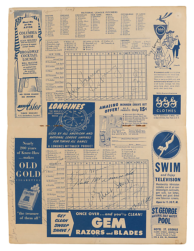 1949 Brooklyn Dodgers Opening Day Program Signed by (16) with Chuck Connors & Duke Snider - Full JSA