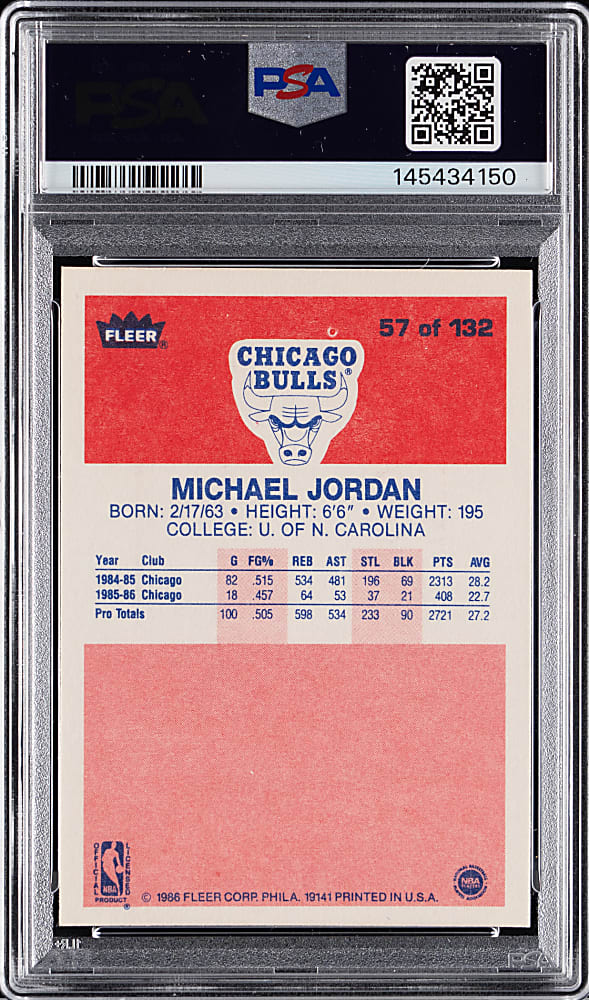 1986-1987 Fleer Basketball #57 Michael Jordan Rookie PSA NM 7