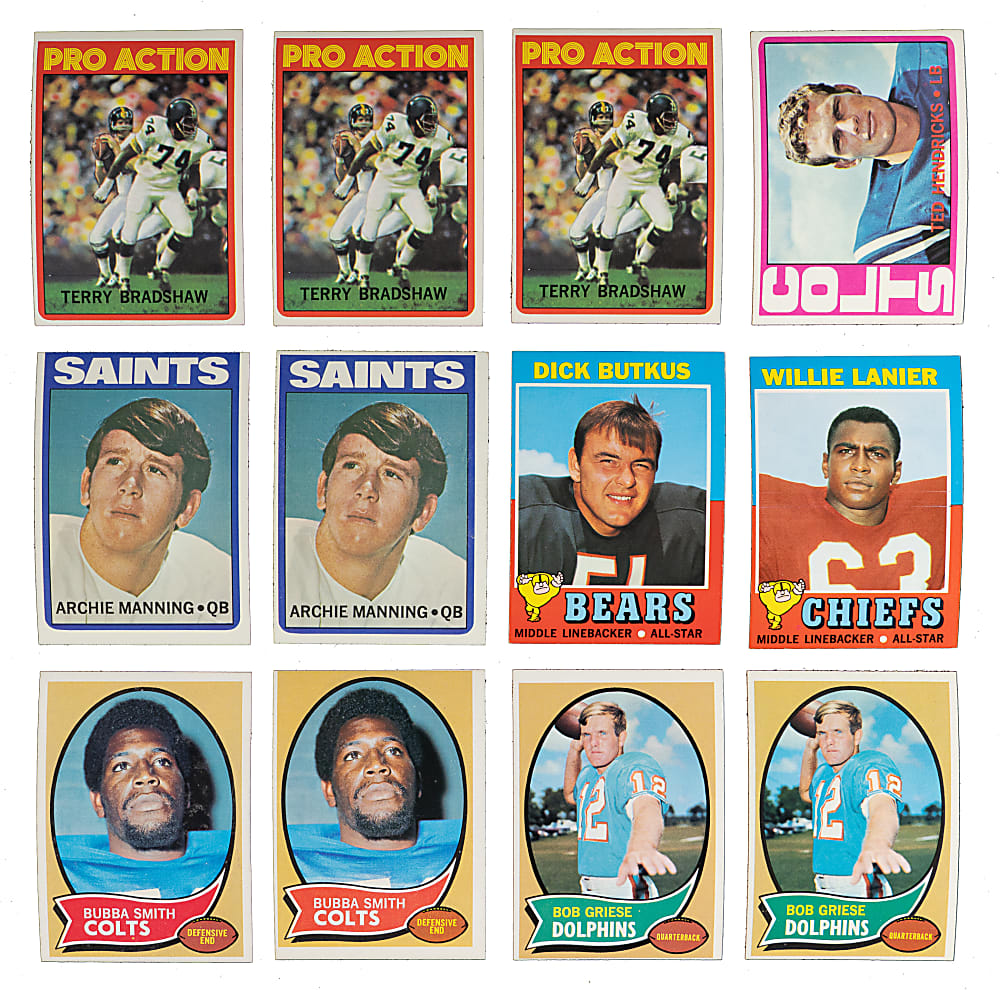 1970-1972 Topps Football Singles Collection (675+) with (125+) Hall of Famers Including Bradshaw, Namath, Simpson & Starr
