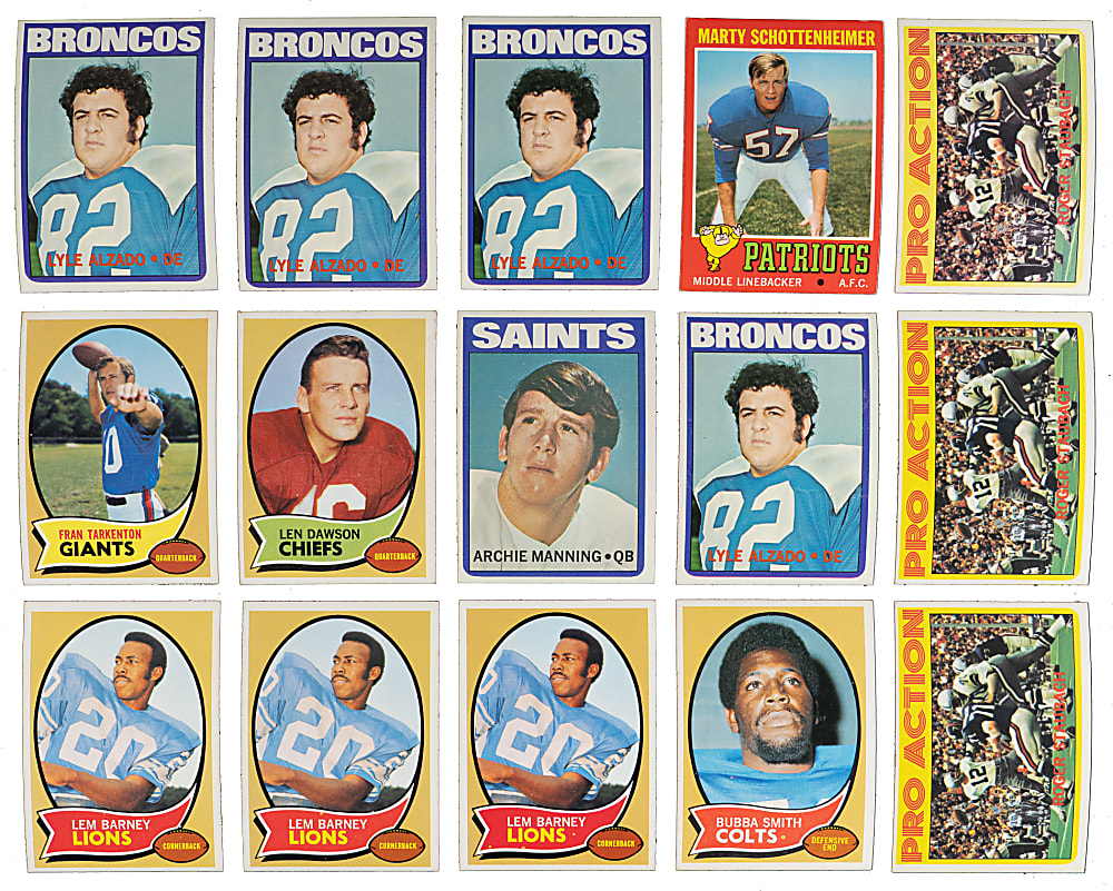 1970-1972 Topps Football Singles Collection (675+) with (125+) Hall of Famers Including Bradshaw, Namath, Simpson & Starr
