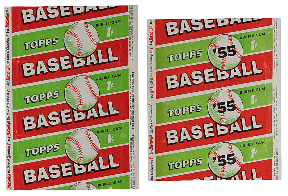 1955 Topps 1-Cent Wrapper Pair with Dated & Undated Versions