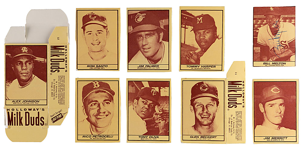 1971 Milk Duds Group (9) with (3) Hall of Famers & (1) Unfolded Box