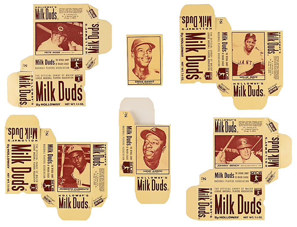 1971 Milk Duds Near Complete Set (67/72) with (64) Complete Boxes - Clean!