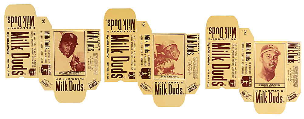 1971 Milk Duds Near Complete Set (67/72) with (64) Complete Boxes - Clean!