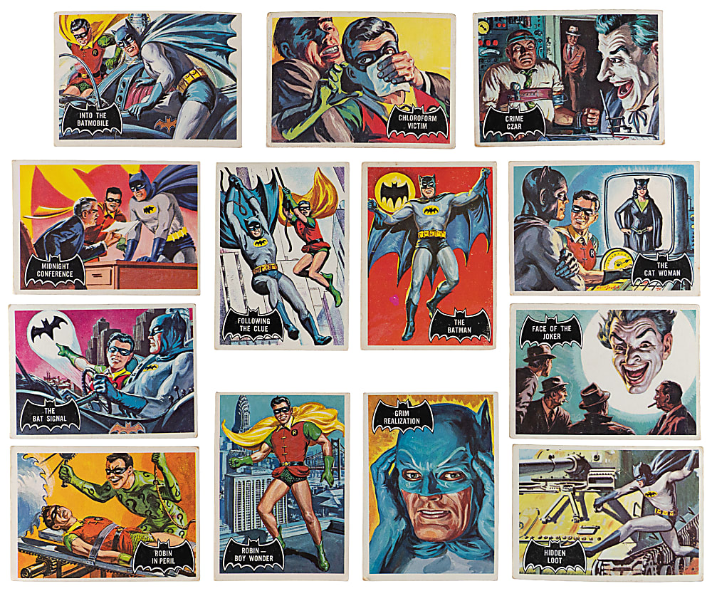 1966 Topps Batman Black Bat Near Complete Set (47/55) with #1 Batman & #2 Robin