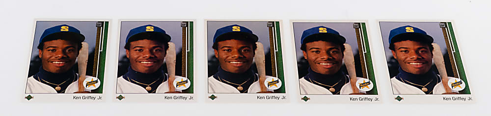 1989 Upper Deck Complete Sets (5) with Clean #1 Ken Griffey Jr. Rookies