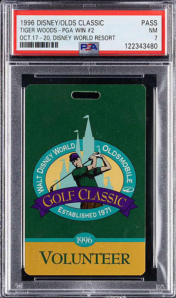 1996 Disney Oldsmobile Classic Pass PSA NM 7 - Tiger Woods PGA Win #2