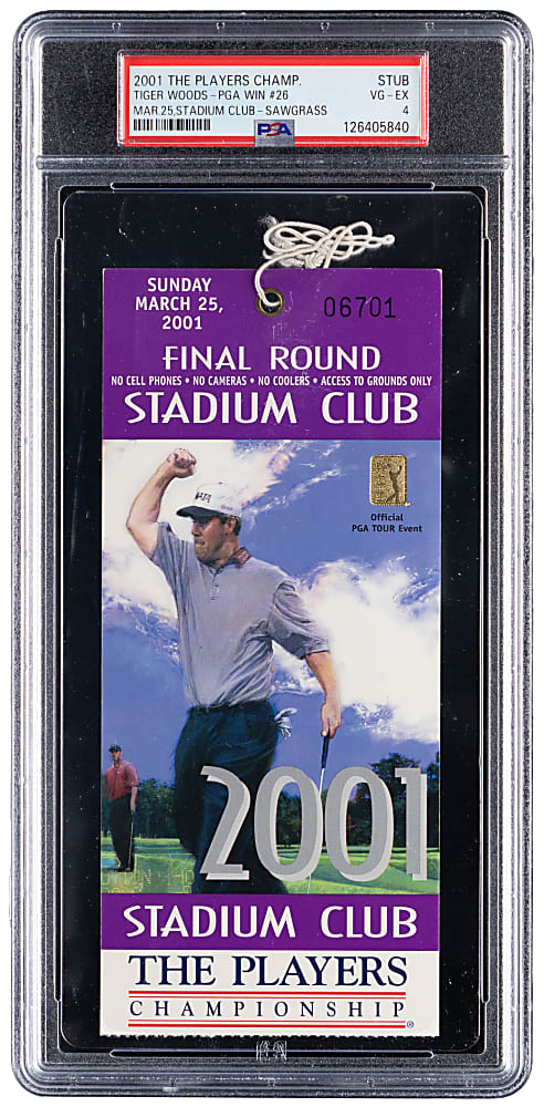 2001 The Players Championship Ticket Stub PSA VG-EX 4 - Tiger Woods PGA Win #26
