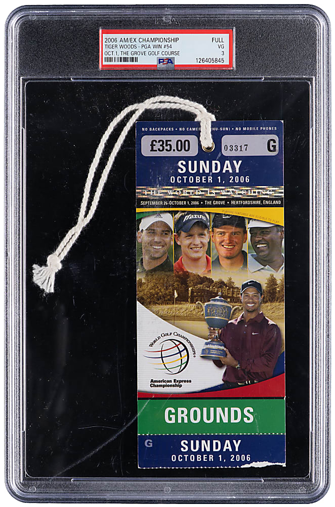 2006 American Express Championship Full Ticket PSA VG 3 - Tiger Woods PGA Win #54