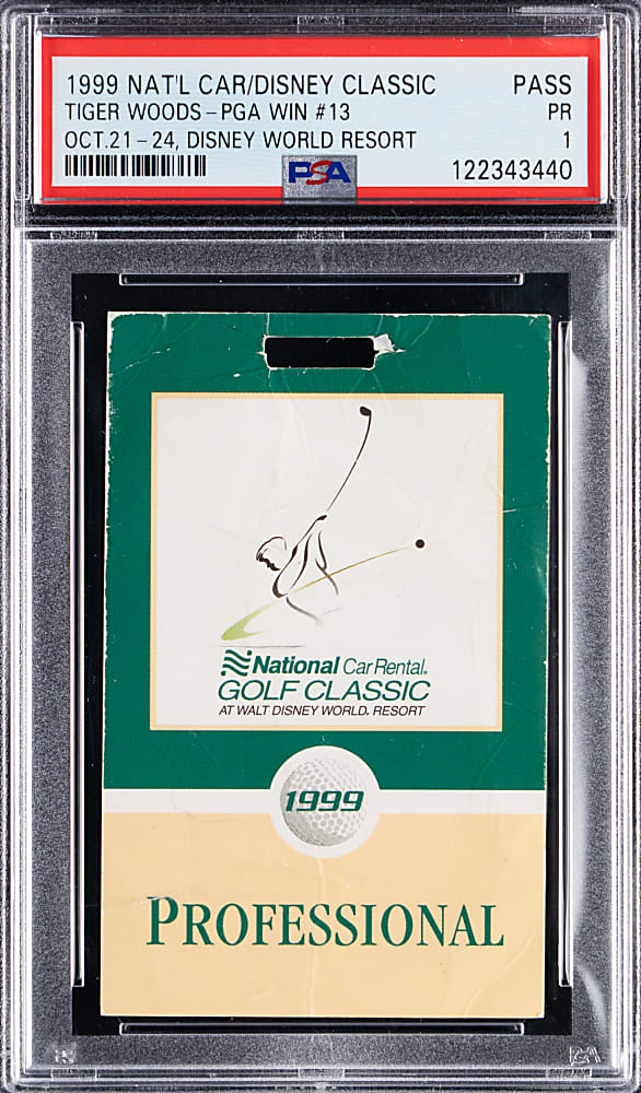 1999 National Car Rental at Disney Resort Classic Golf Pass PSA POOR 1 - Tiger Woods PGA Win #13