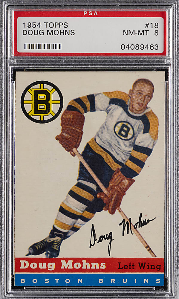 1954 Topps Hockey #18 Doug Mohns Rookie PSA NM-MT 8 - Only 3 Higher