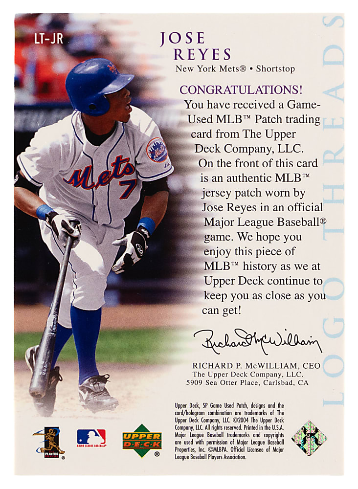 2004 SP Game Used Patch #JR Jose Reyes MLB Logoman Patch #1/1