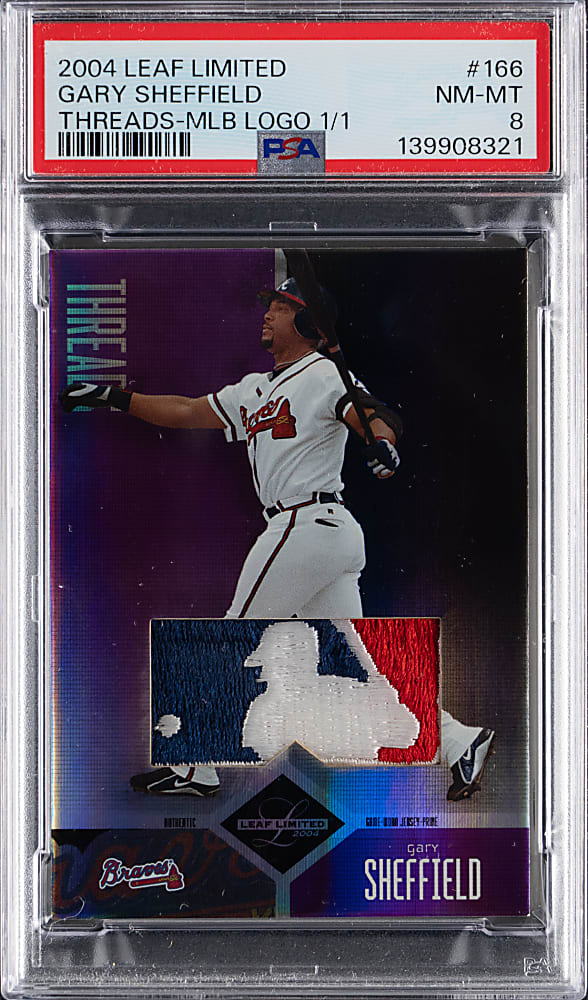 2004 Leaf Limited Threads #166 Gary Sheffield MLB Logoman Patch #1/1 PSA NM-MT 8
