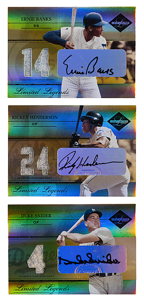 2005 Leaf Limited Legends Jersey Number Certified Autograph Trio with Banks, Henderson & Snider - Each #/15 or Lesser