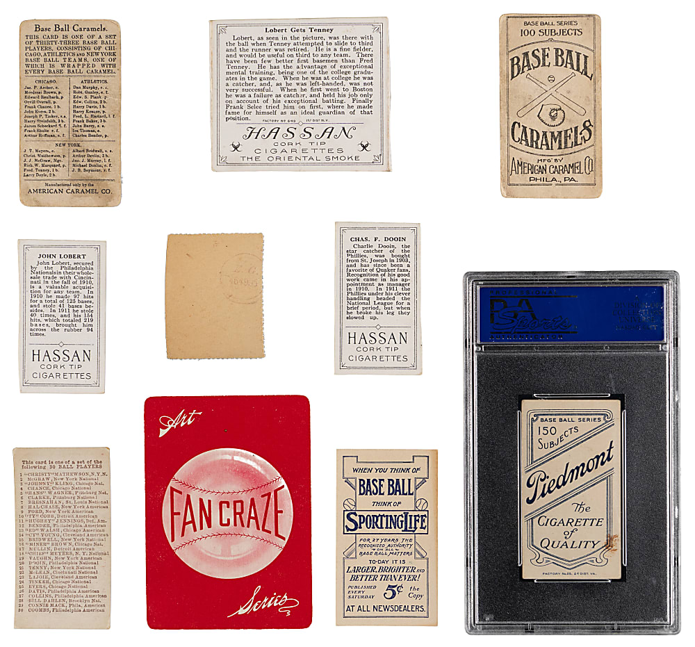 1906-1912 Fred Tenney Type Card Collection (8) Including 1909-1911 T206 White Border PSA VG-EX 4