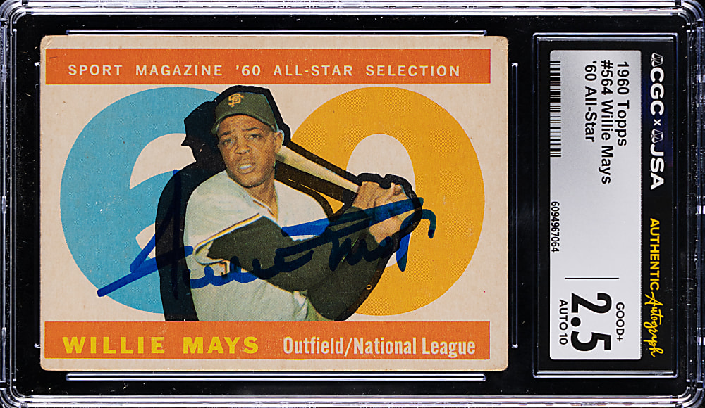 1960 Topps #564 Willie Mays All-Star Signed CGC GOOD+ 2.5 with JSA Auto 10