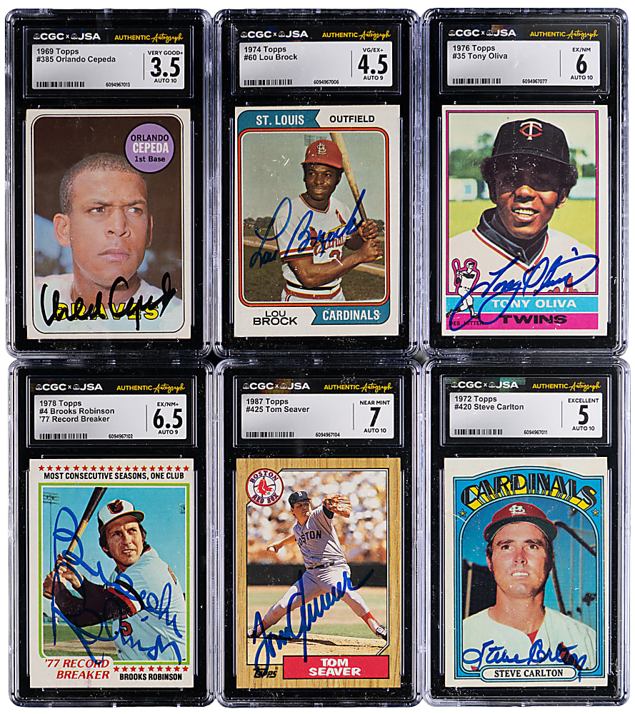 1958-1992 Hall of Fame Signed Card Collection CGC/JSA Graded (19) with (13) Auto 10