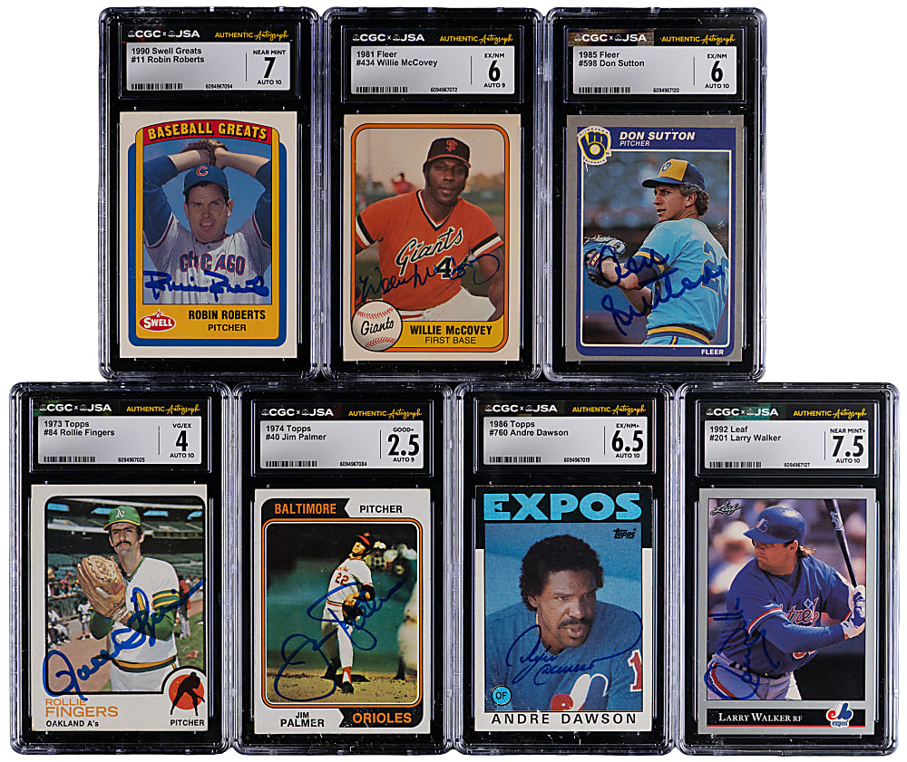 1958-1992 Hall of Fame Signed Card Collection CGC/JSA Graded (19) with (13) Auto 10