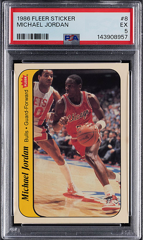 1986-1987 Fleer Basketball #8 Michael Jordan Rookie Sticker PSA EX 5