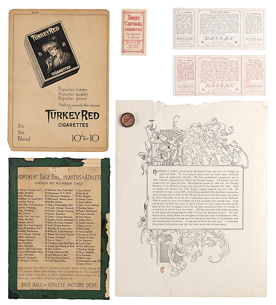 1900-1912 Eclectic Tobacco & Sporting News Collection (7) with (2) 1911 T3 Turkey Red Cabinets