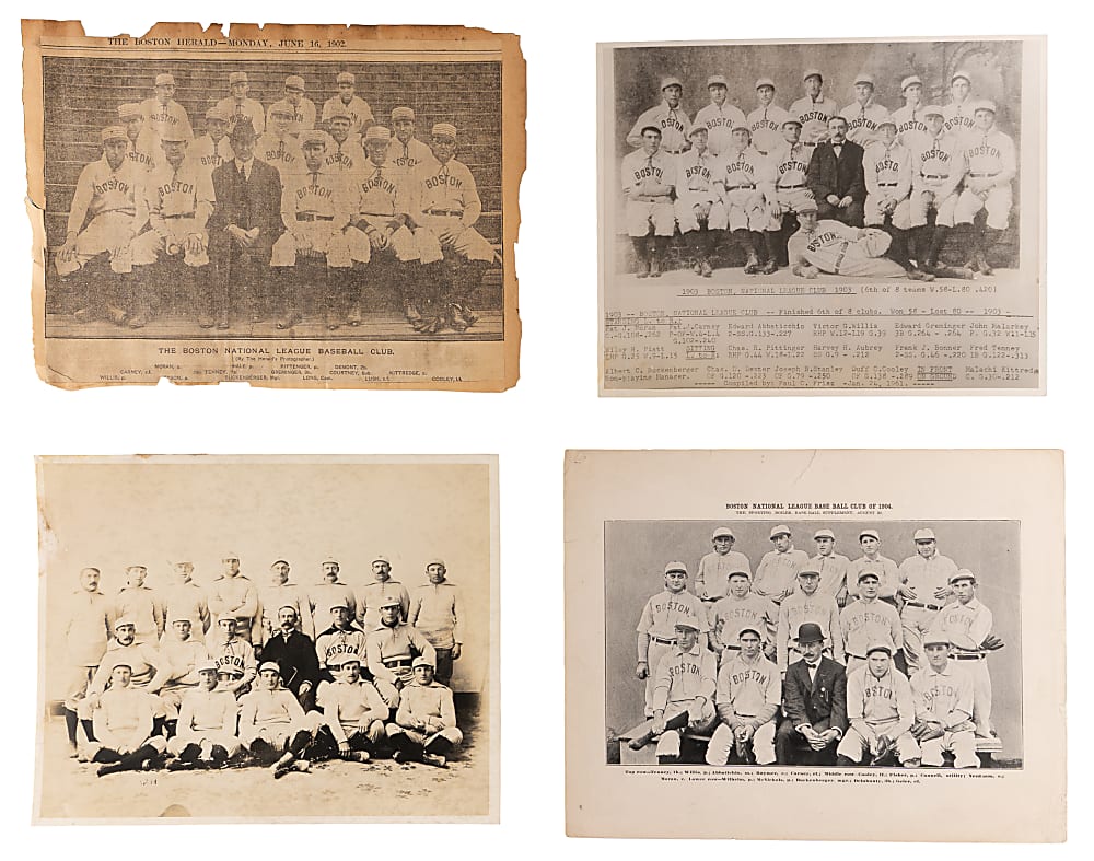 1896-1904 Boston Nationals Team Photo & Supplement Collection (12) with Several Hall of Famers