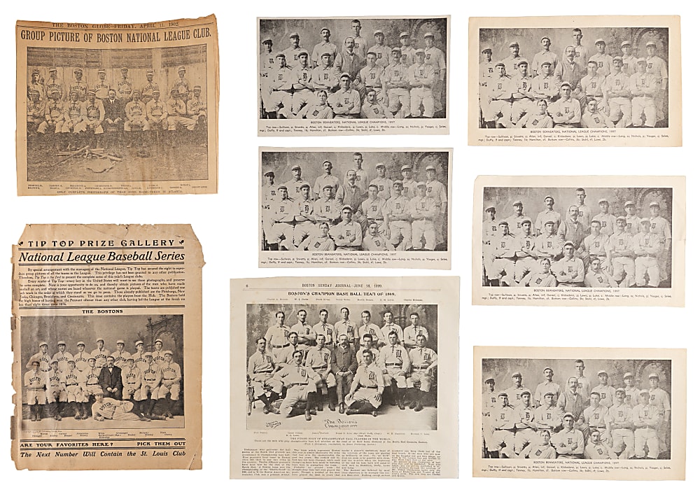 1896-1904 Boston Nationals Team Photo & Supplement Collection (12) with Several Hall of Famers