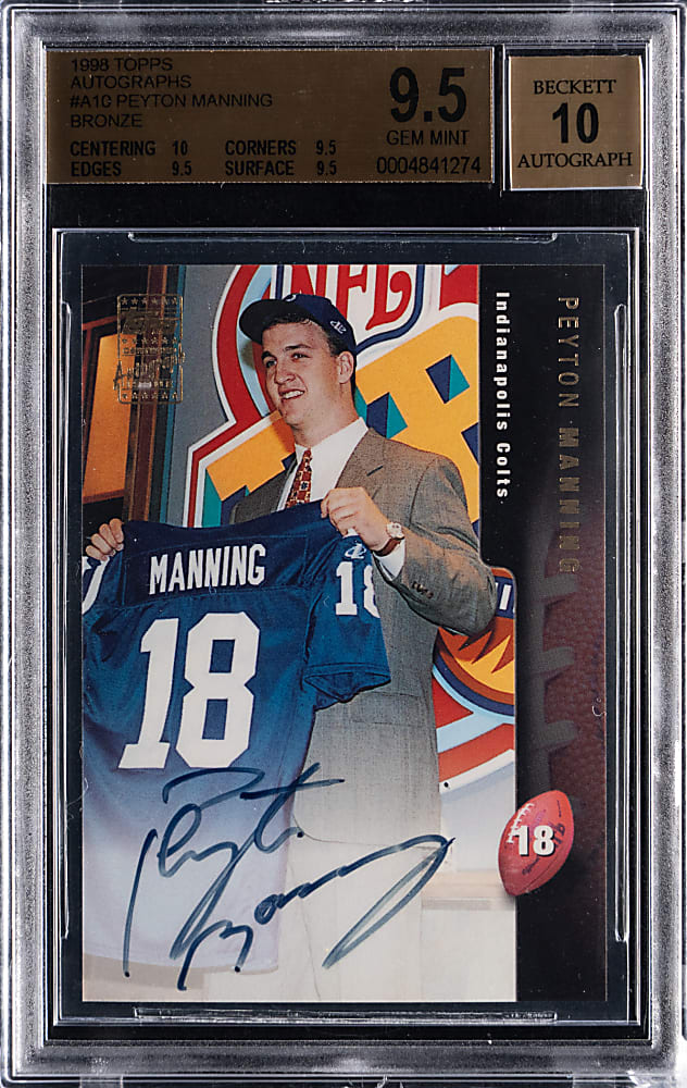 1998 Topps Football Autographs Peyton Manning Bronze Rookie BGS GEM MINT 9.5 with Auto 10