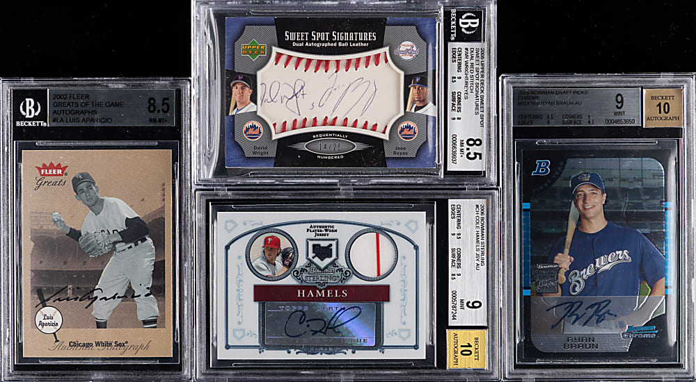 2001-2006 Superstar Certified Autograph BGS Graded Collection (9) with (5) Hall of Famers Including 2004 Studio Cal Ripken Jr. Platinum #/8
