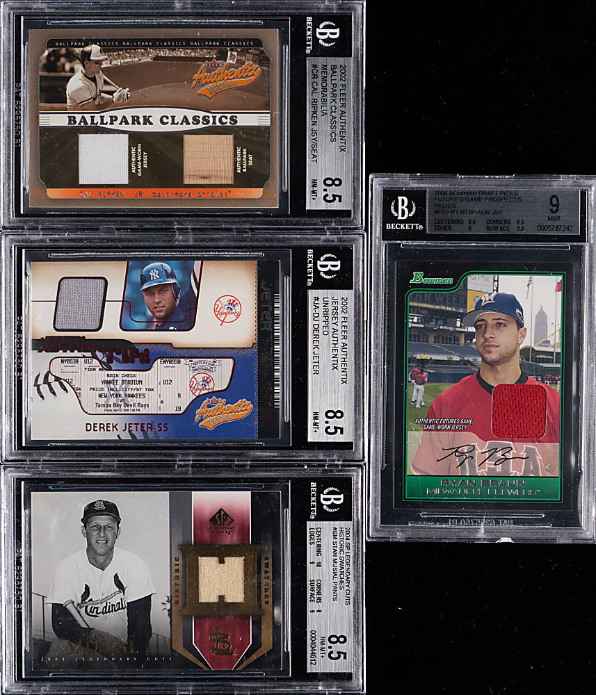 2001-2008 Hall of Fame & Star Multi/Single Game-Used BGS Graded Relics (9) with (2) Hornsby, Jeter & T. Williams