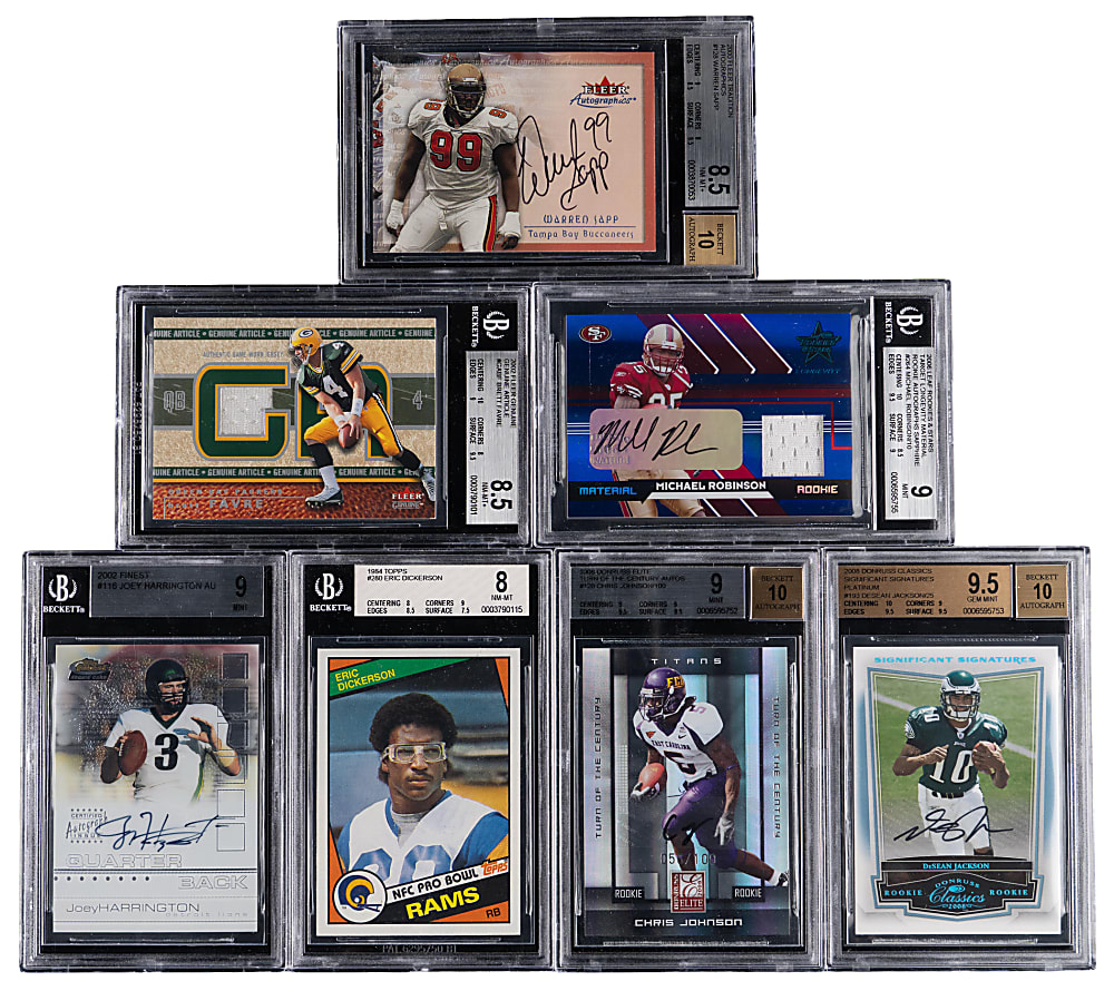 1970-2008 Football Superstar Rookie, Certified Autograph & Relic BGS Graded Collection (12) with Elway & Marino Rookies Plus Emmitt Smith Auto