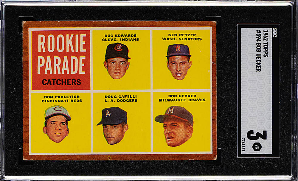 1962 Topps #594 Bob Uecker Rookie High Number SGC VG 3