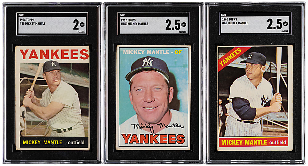 1964-1967 Topps SGC Graded Mickey Mantle Trio