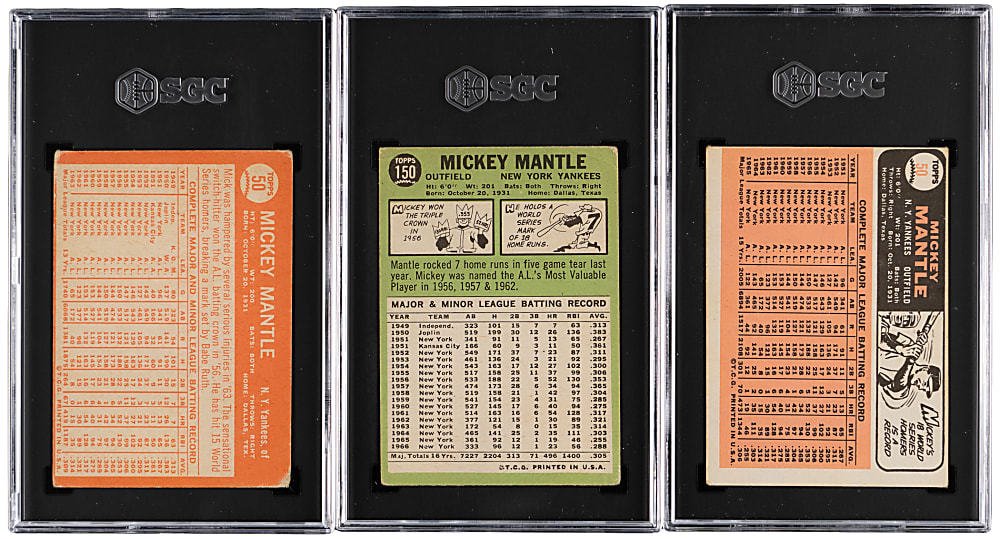 1964-1967 Topps SGC Graded Mickey Mantle Trio