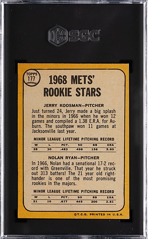 1968 Topps #177 Nolan Ryan Rookie SGC VG/EX+ 4.5