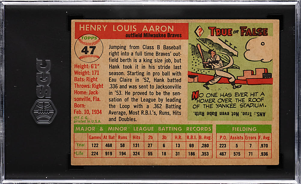 1955 Topps #47 Hank Aaron SGC EX 5