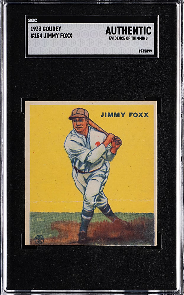 1933 Goudey #154 Jimmy Foxx SGC Authentic