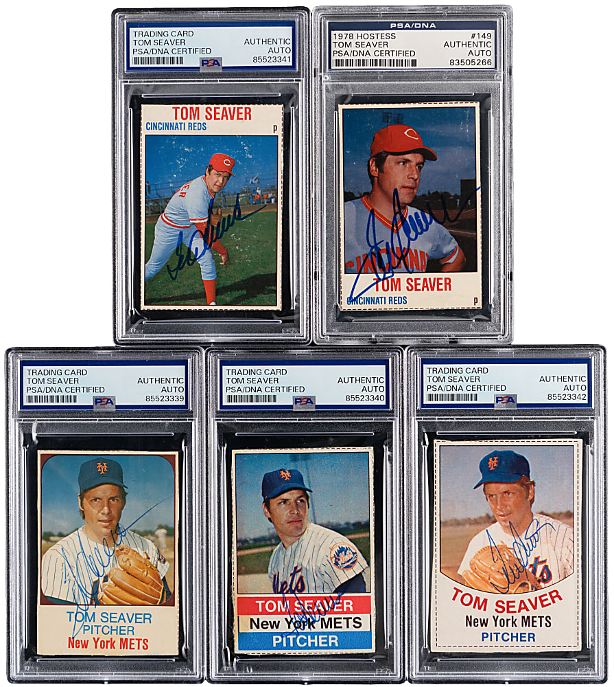 1975-1979 Hostess Signed Tom Seaver Run (5) - All PSA/DNA Authentic