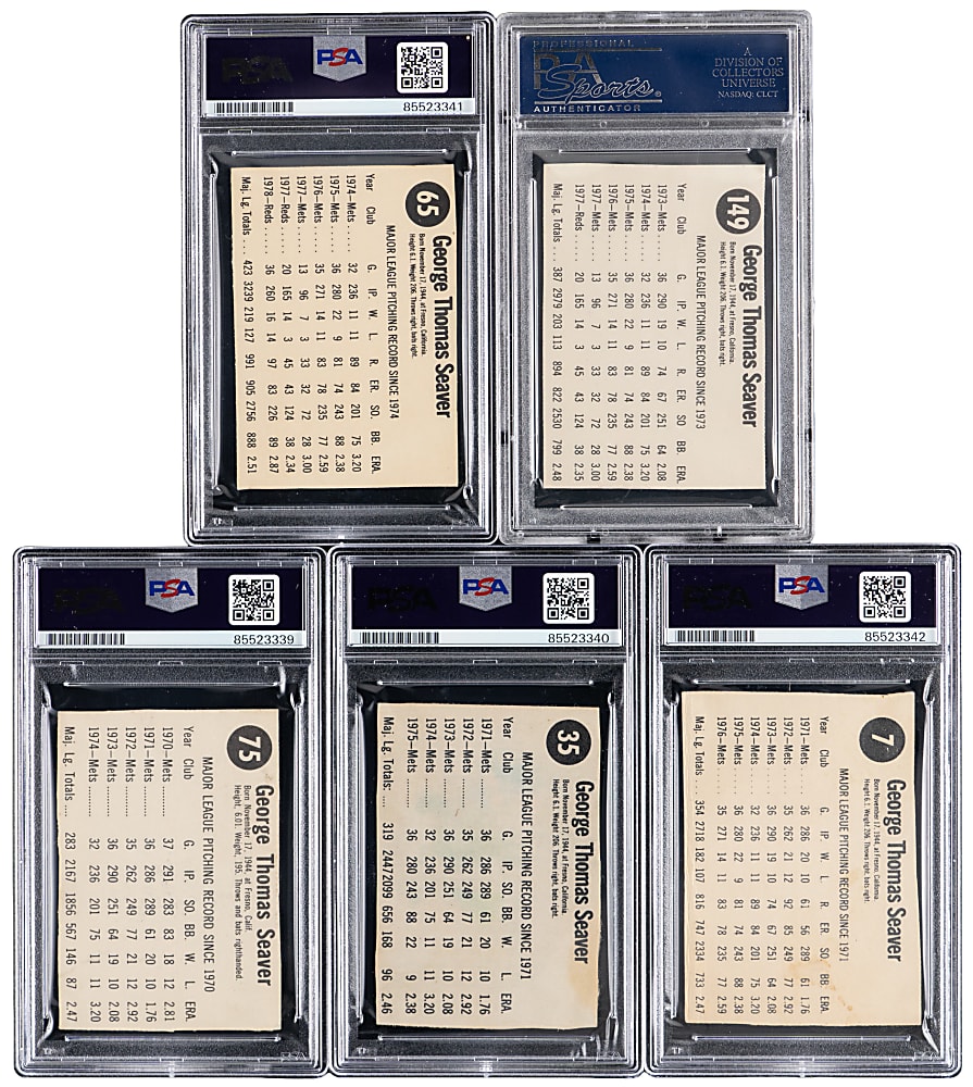 1975-1979 Hostess Signed Tom Seaver Run (5) - All PSA/DNA Authentic