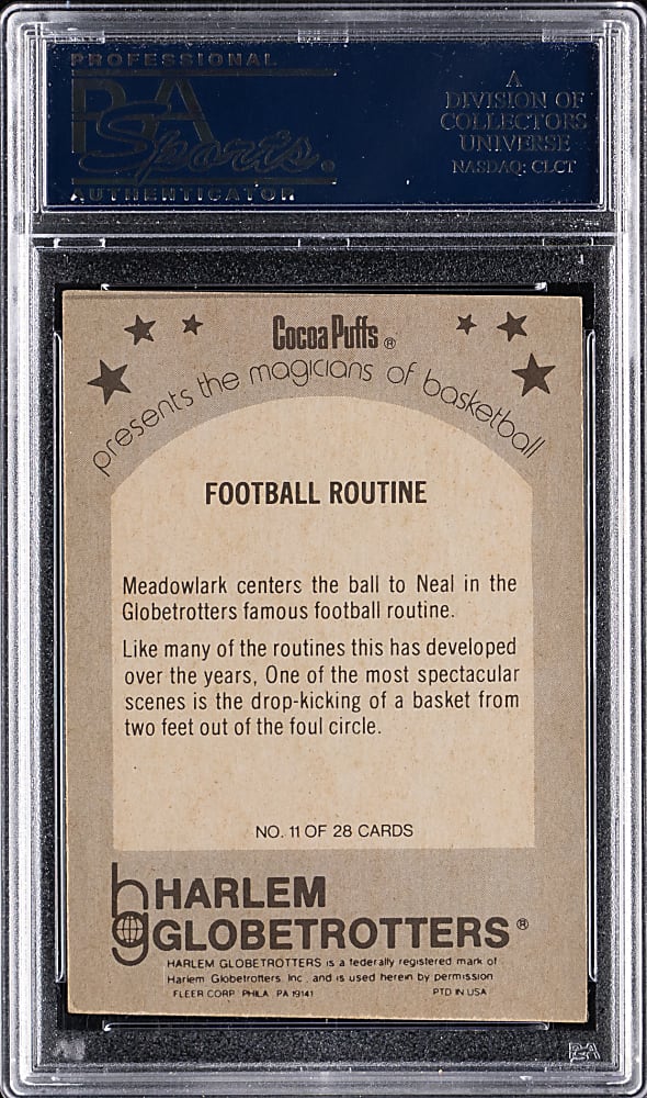 1971 Fleer Cocoa Puffs Harlem Globetrotters #11 Dual-Signed with Curly Neal & Meadowlark Lemon - PSA/DNA Authentic