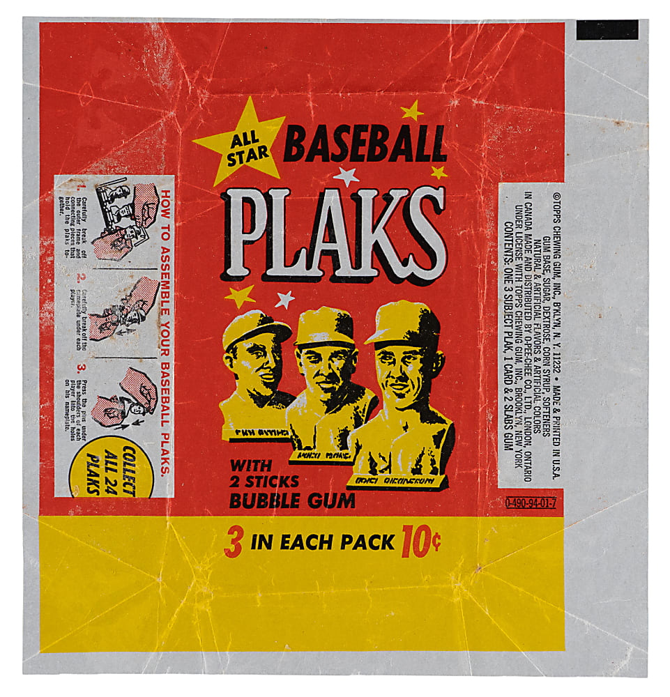 Scarce 1968 Topps Baseball Plaks Test Wrapper