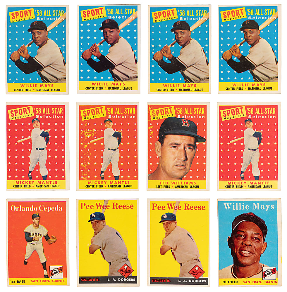 1958 Topps Collection (190) with (35+) Hall of Famers Including (5) Mays, (3) Aaron & (3) Mantle