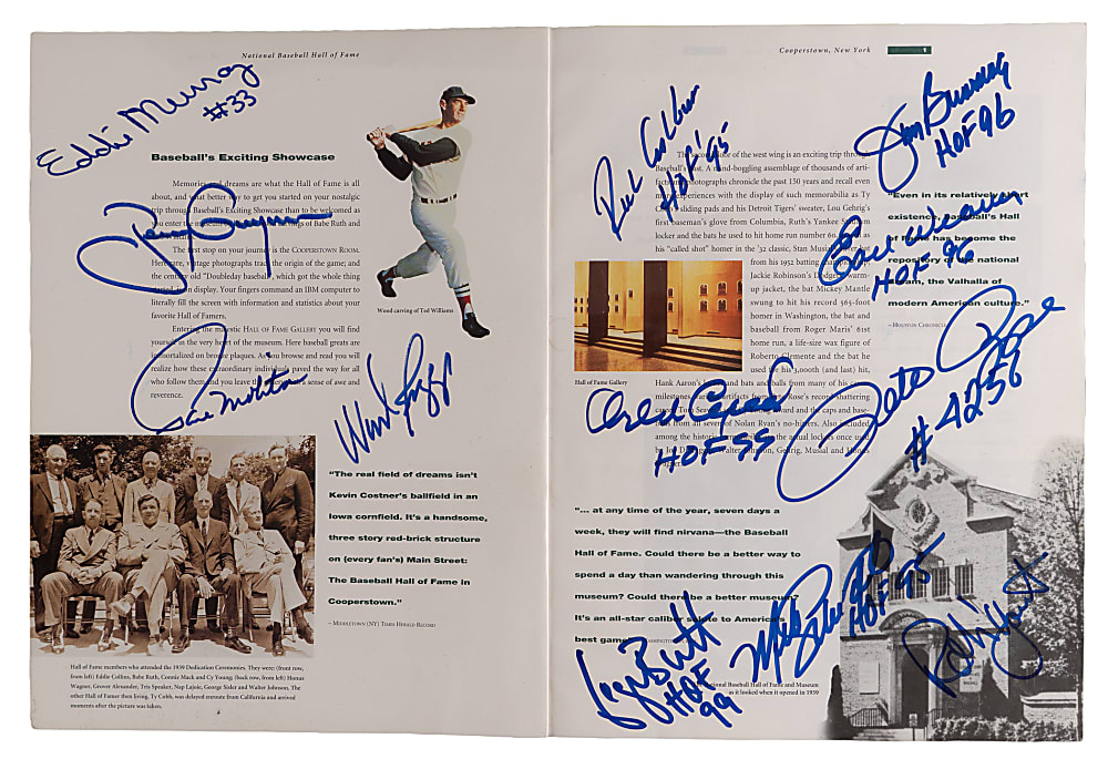 1994 Multi-Signed Hall of Fame Yearbook with (56) Total Signatures Including 1994 Inductees Carlton & Rizzuto, Plus DiMaggio, Aaron, Mays, Koufax