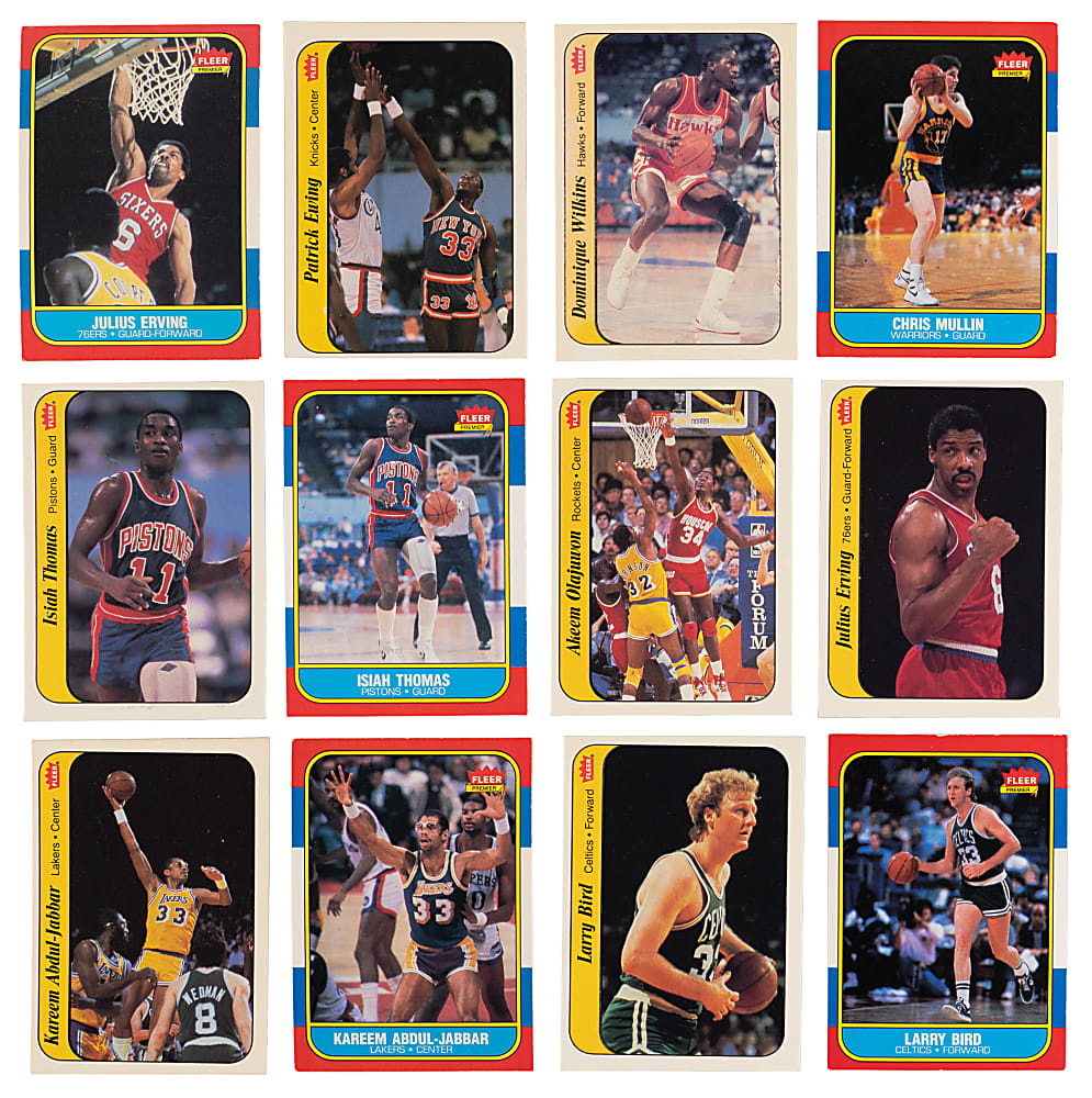 1986-1987 Fleer Basketball Near Complete Set (131/132) with (3) PSA Graded Key Rookies Plus (10/11) Stickers Near Set