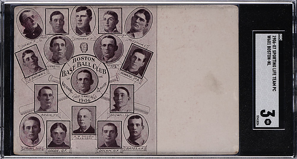 1906-1907 W601 Sporting Life Team Postcards Boston - National League SGC VG 3