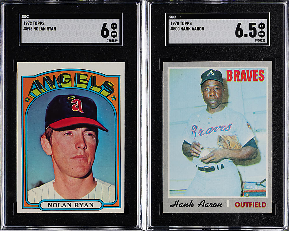 1970 & 1972 Topps Hall of Fame SGC Graded Pair with Hank Aaron & Nolan Ryan