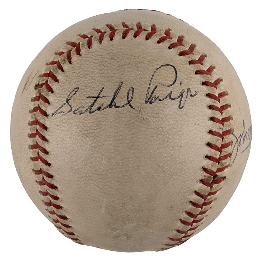 Satchel Paige, Yogi Berra and Casey Stengel Triple-Signed OAL/Cronin Baseball - Full JSA LOA